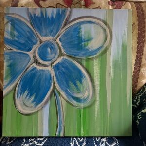 Handcrafted Blue Flower Painting